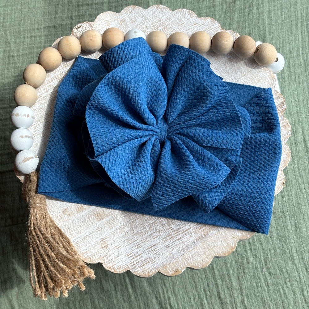 Charming Blue Bow Headband for Kids